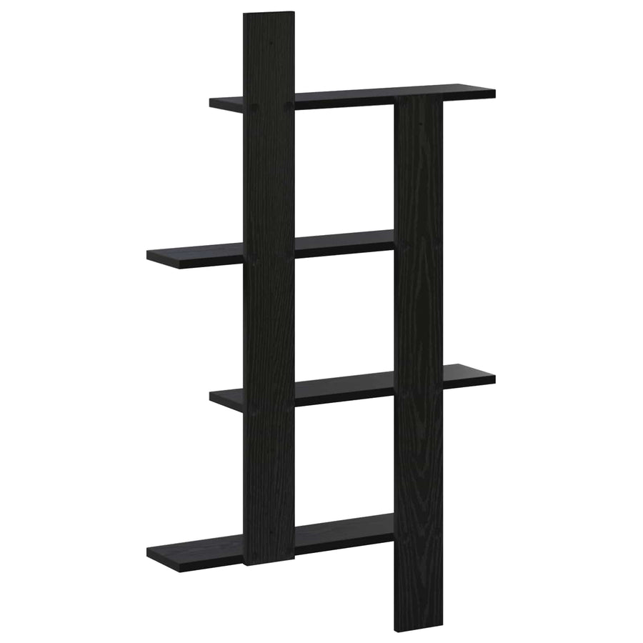 Wandplank Zwart eiken 61 x 13,5 x 105 cm Bewerkt hout