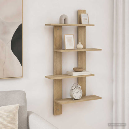 Wandplank Sonoma Eiken 61 x 13,5 x 105 cm Bewerkt hout