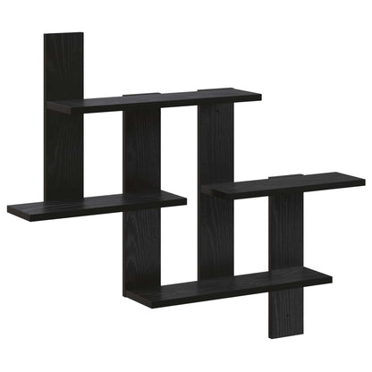 Wandplank Zwart eiken 85 x 13,5 x 73,5 cm Bewerkt hout