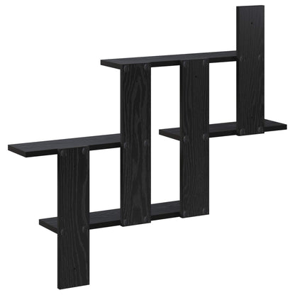 Wandplank Zwart eiken 85 x 13,5 x 73,5 cm Bewerkt hout