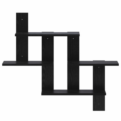 Wandplank Zwart eiken 85 x 13,5 x 73,5 cm Bewerkt hout