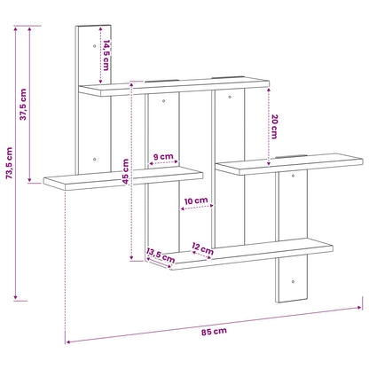 Wandplank Betongrijs 85 x 13,5 x 73,5 cm Bewerkt hout