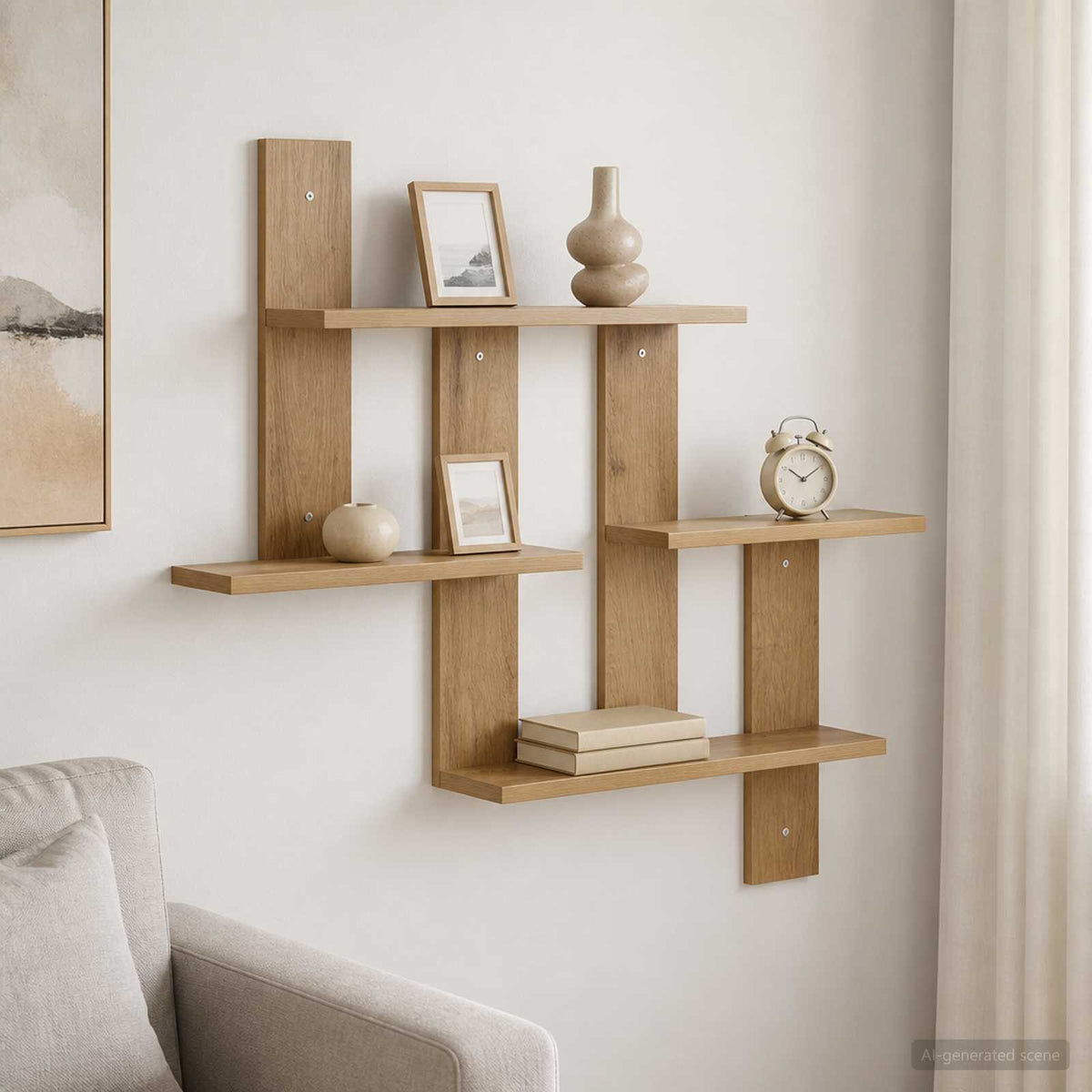 Wandplank Artisan eiken 85 x 13,5 x 73,5 cm Bewerkt hout