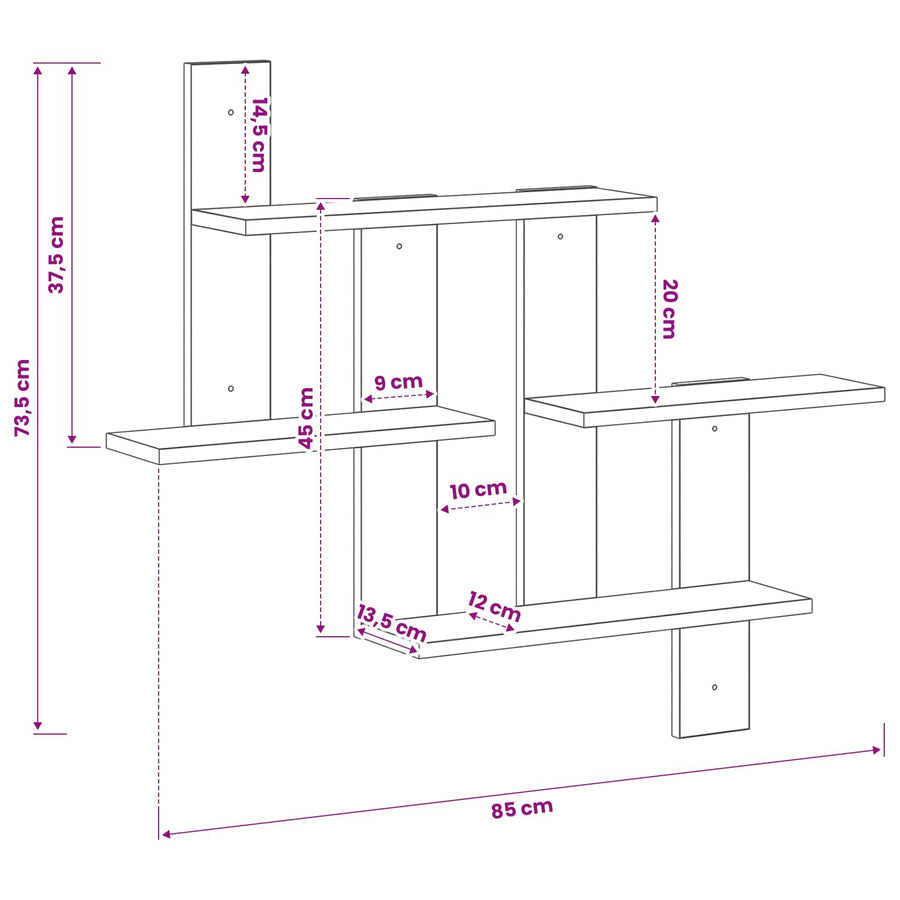 Wandplank Artisan eiken 85 x 13,5 x 73,5 cm Bewerkt hout