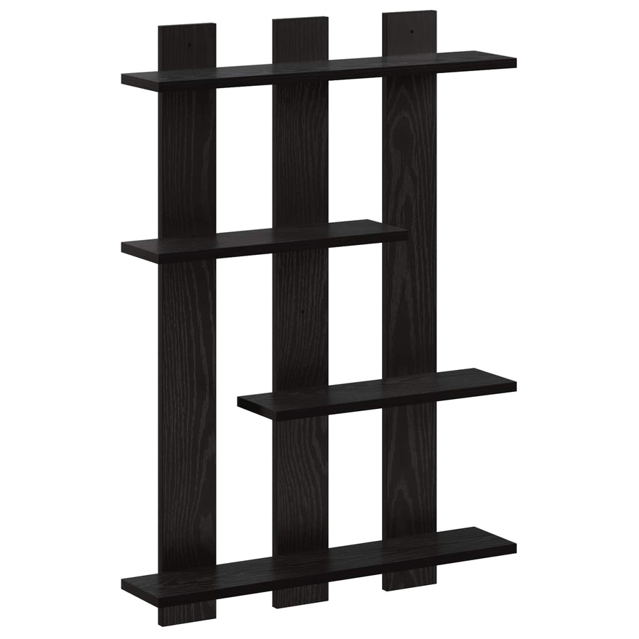 Wandplank Zwart eiken 61 x 13,5 x 88 cm Bewerkt hout