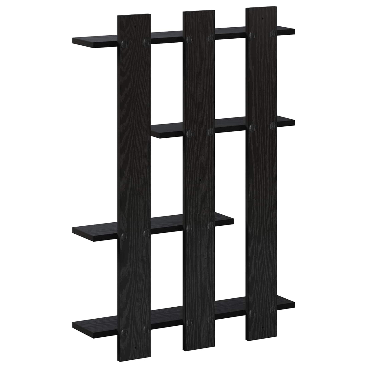 Wandplank Zwart eiken 61 x 13,5 x 88 cm Bewerkt hout
