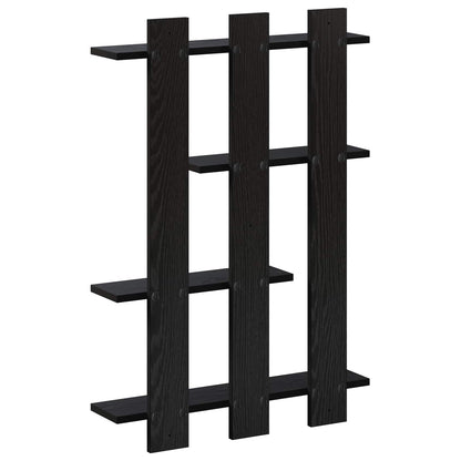 Wandplank Zwart eiken 61 x 13,5 x 88 cm Bewerkt hout