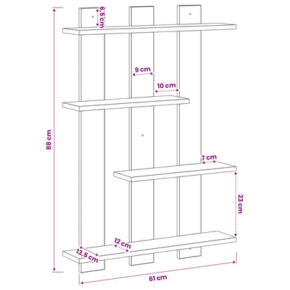 Wandplank Sonoma Eiken 61 x 13,5 x 88 cm Bewerkt hout