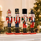 Kerstnotenkraker set 4 st rood zwart 30 cm