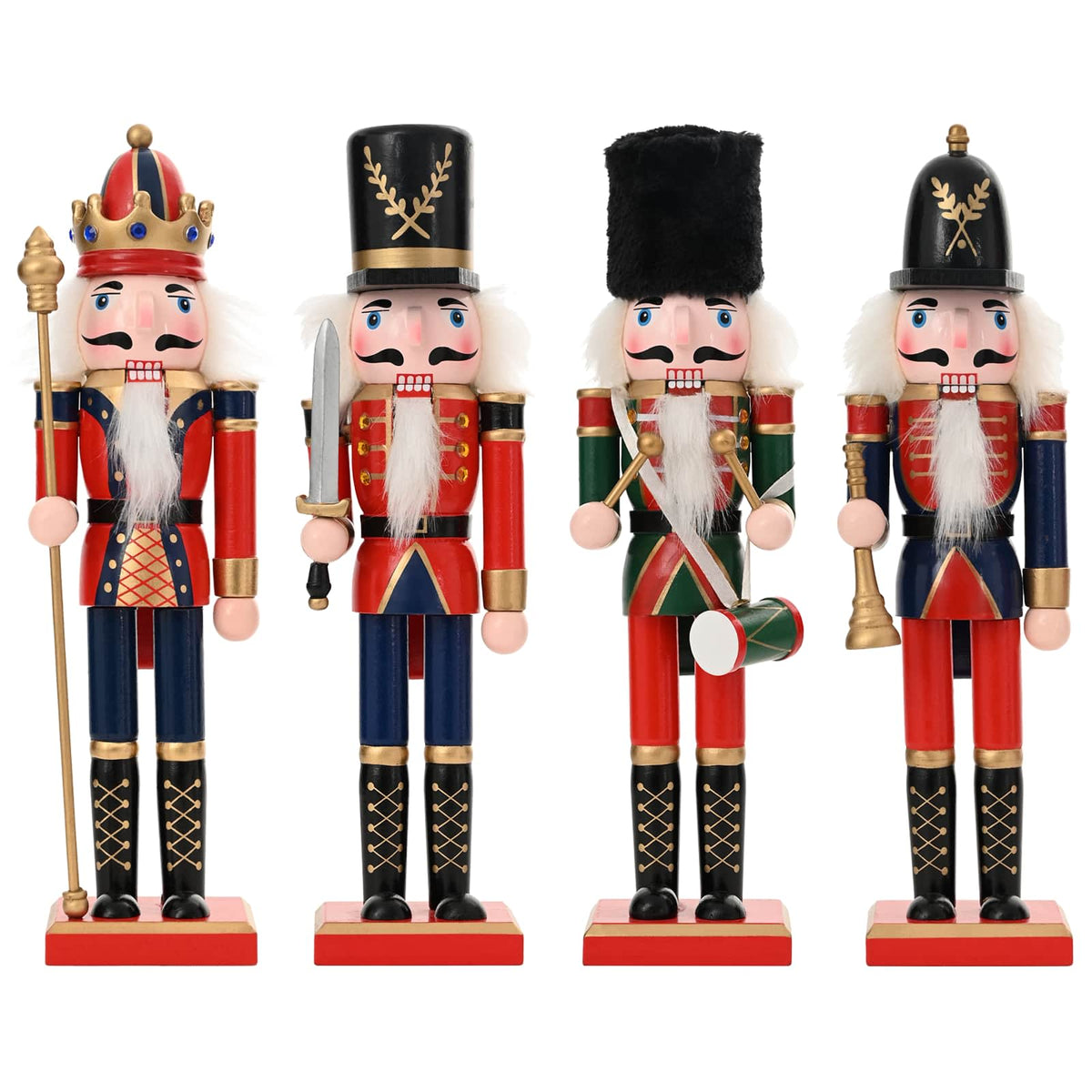 Kerstnotenkraker TURKU 4 st Rood en Zwart 30 cm