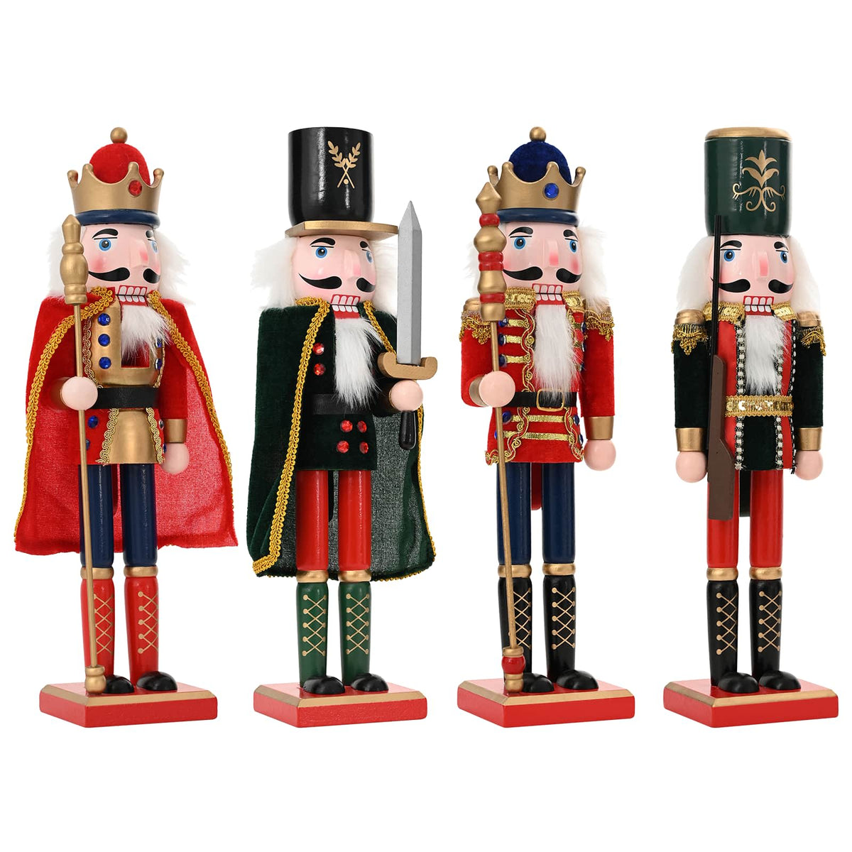 Kerstnotenkraker TURKU 4 st Rood en Zwart 38 cm