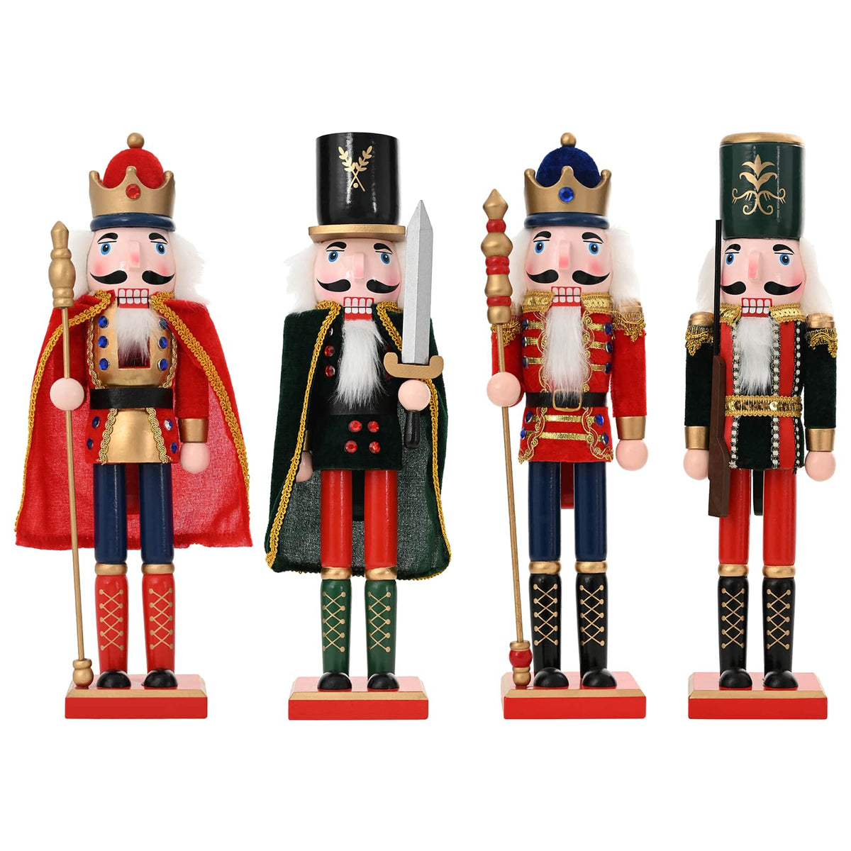 Kerstnotenkraker TURKU 4 st Rood en Zwart 38 cm