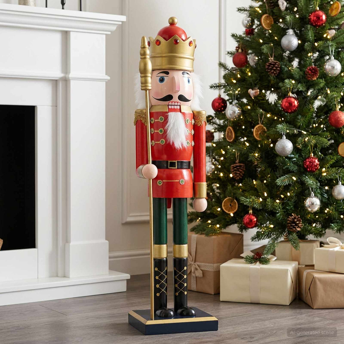 Kerstnotenkraker TURKU Rood en Zwart 50 cm