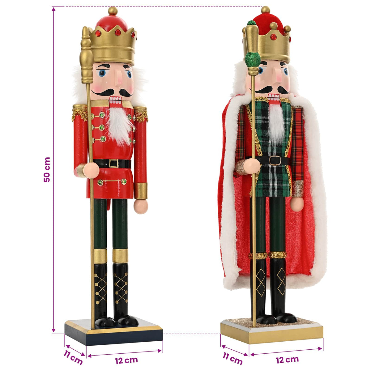 Kerstnotenkraker TURKU 2 st Rood en Zwart 50 cm