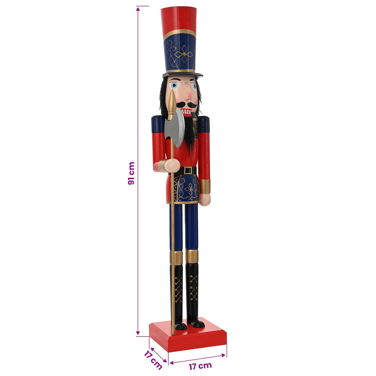 Kerstnotenkraker TURKU Rood en zwart 91 cm