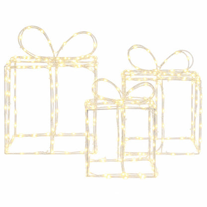 Verlichte kerstcadeaudozen LOVIISA 3 st 360 LED's Warmwit