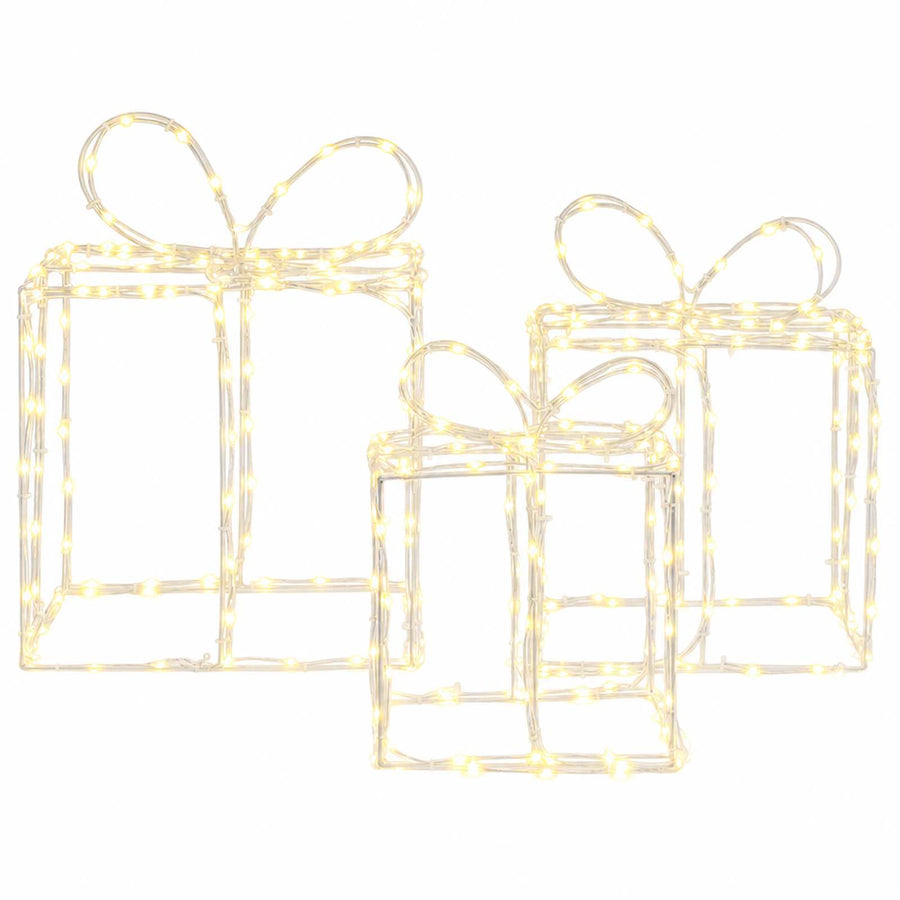 Verlichte kerstcadeaudozen LOVIISA 3 st 360 LED's Warmwit