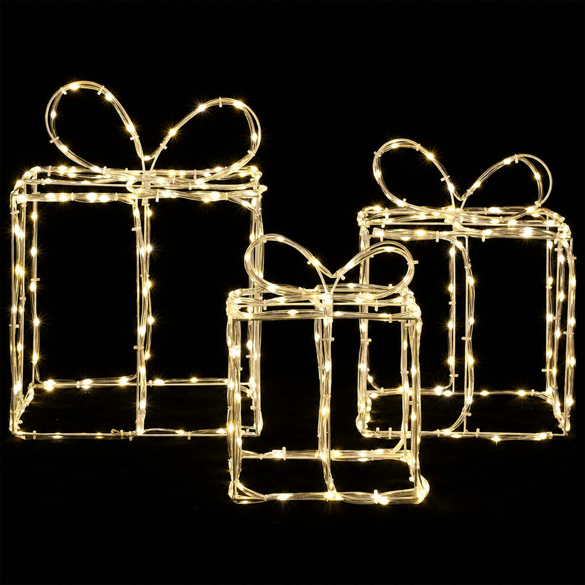 Verlichte kerstcadeaudozen LOVIISA 3 st 360 LED's Warmwit