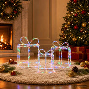 Verlichte kerstcadeaudozen set 3 st 360 LED's meerkleurig
