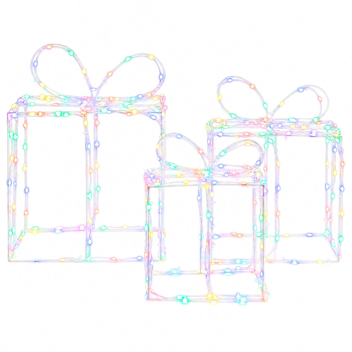 Verlichte kerstcadeaudozen LOVIISA 3 st 360 LED's Meerkleurig