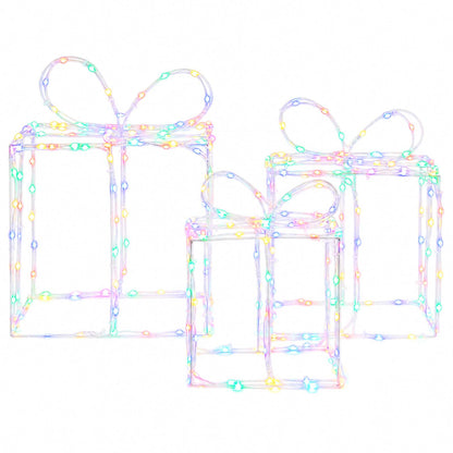 Verlichte kerstcadeaudozen LOVIISA 3 st 360 LED's Meerkleurig