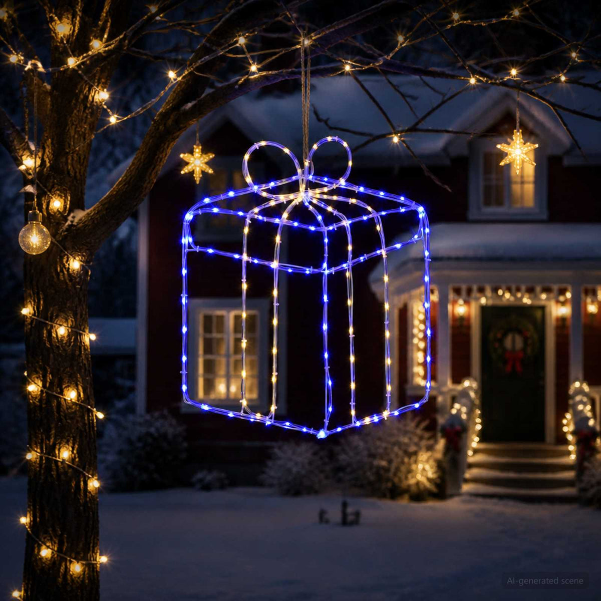 Kerst raamsilhouet verlichting LOVIISA 200 LED's Warmwit, Blauw