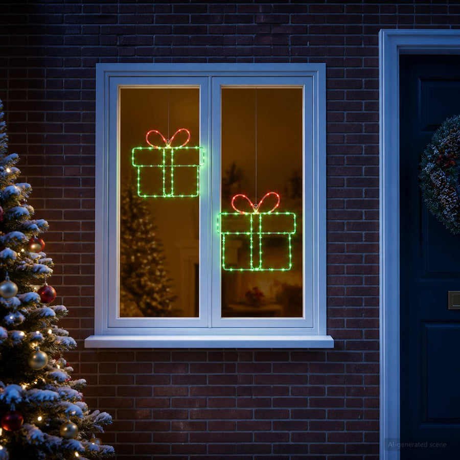 Kerst-raamsilhouet met verlichting LOVIISA 2 st 160 LED's