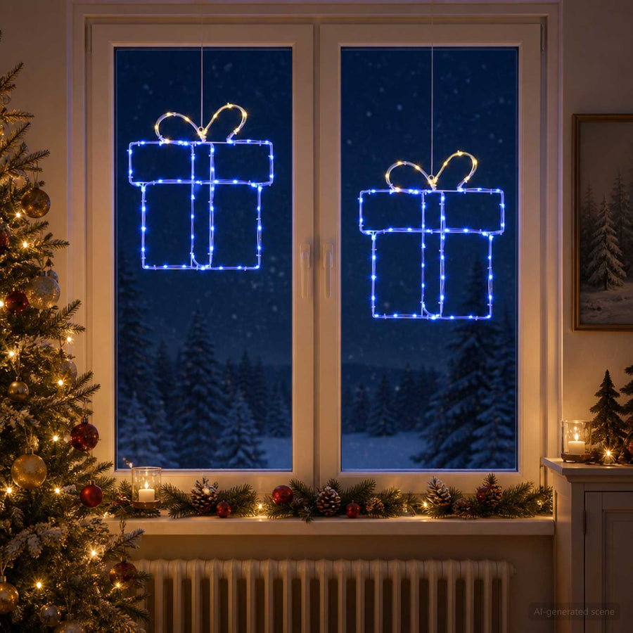 Kerst-raamsilhouet met verlichting LOVIISA 2 st 160 LED's