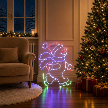 LED-figuur schaatsende Kerstman LOVIISA 120 LED's Meerkleurig