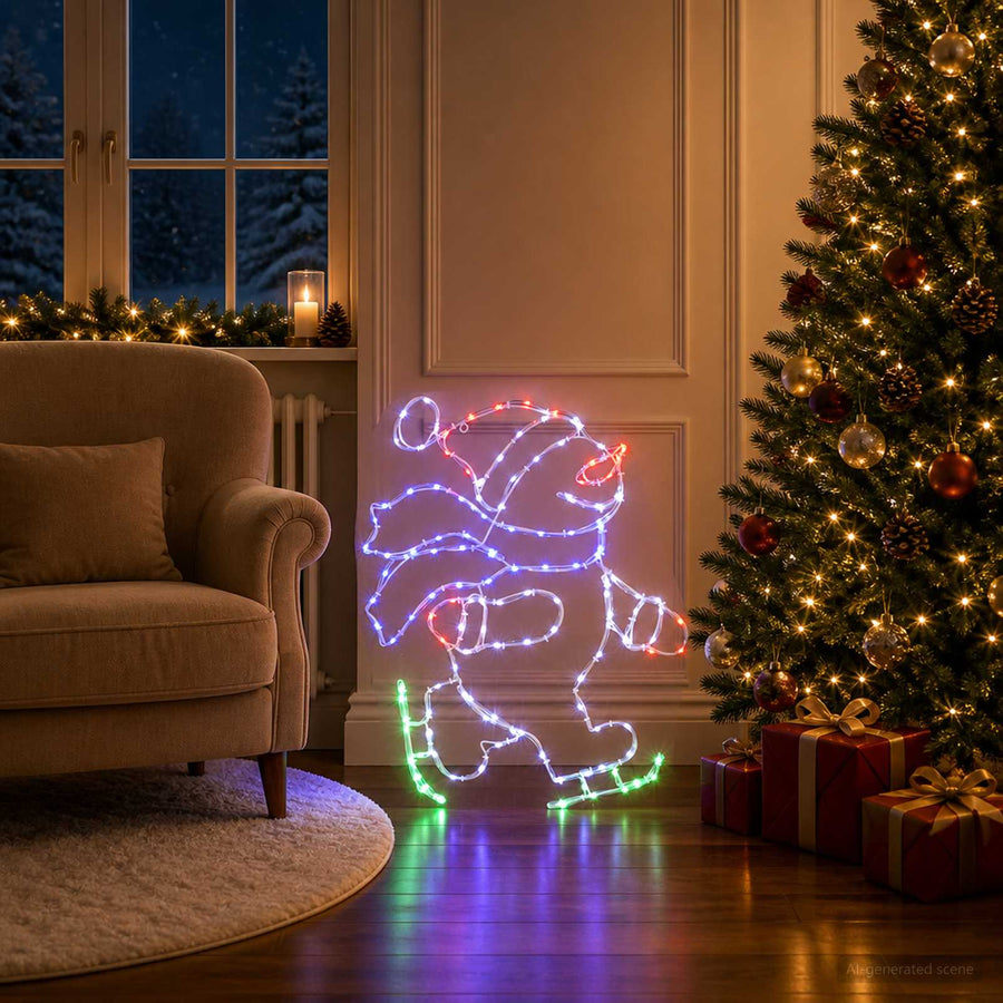 LED-figuur schaatsende Kerstman LOVIISA 120 LED's Meerkleurig