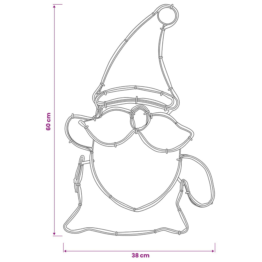 Led-kerstkabouter LOVIISA 80 LED's Meerkleurig 38 x 60 cm