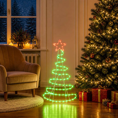 Led-kerstboomsilhouet LOVIISA 100 LED's Rood, Groen 51 x 99 cm
