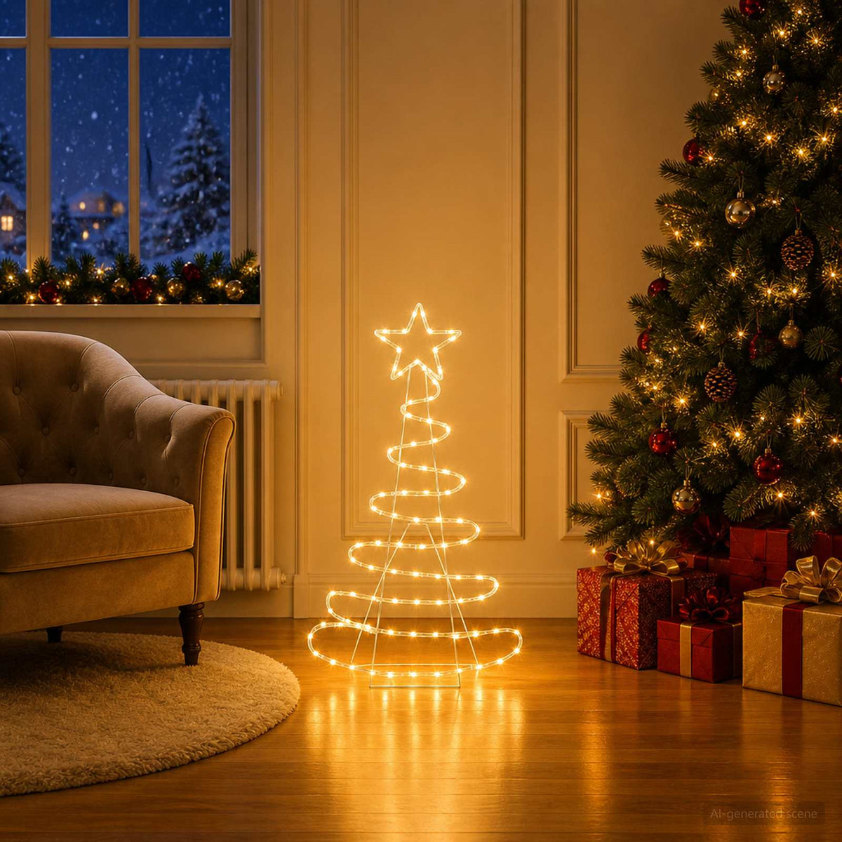 Led-kerstboomsilhouet LOVIISA 100 LED's Warmwit 51 x 99 cm