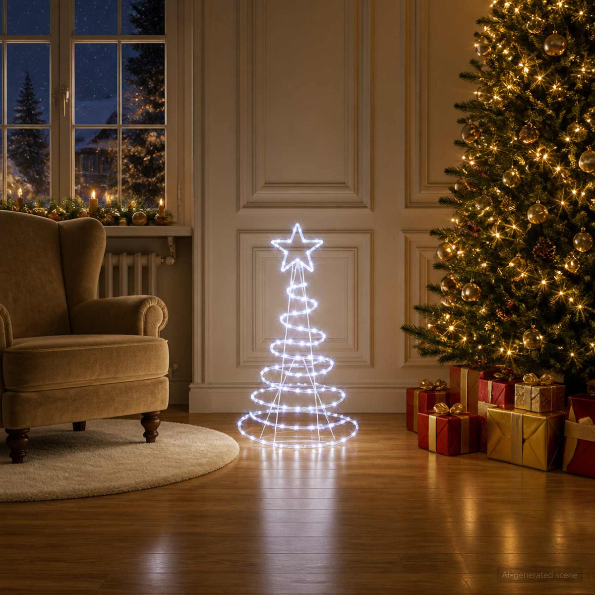Led-kerstboomsilhouet LOVIISA 100 LED's Koudwit 51 x 99 cm