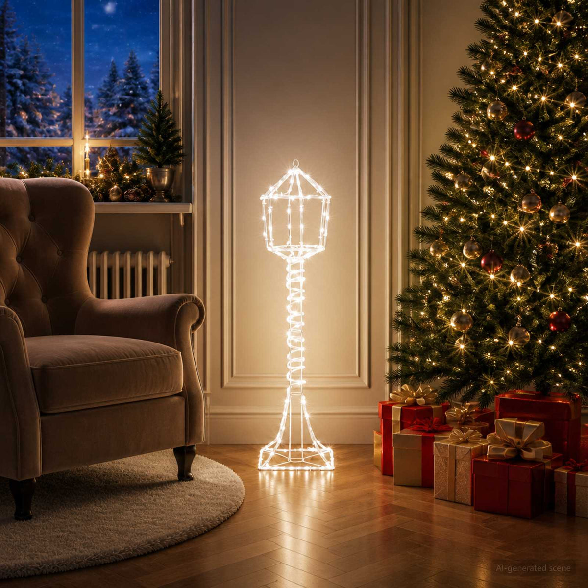LED-kerstlantaarnpaal LOVIISA 160 LED's Koudwit