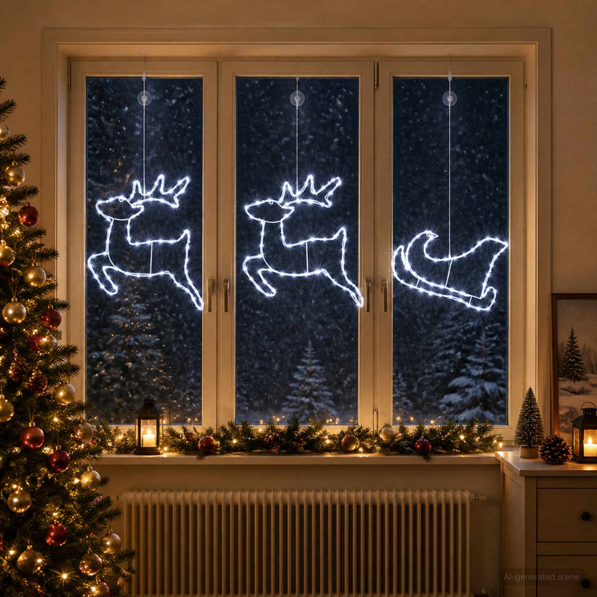 Render & Slede Kerstdecoratie LOVIISA 180 LED's Koudwit
