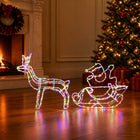 Kerstdecoratie rendier en slede 320 LED meerkleurig 132x28x60 cm