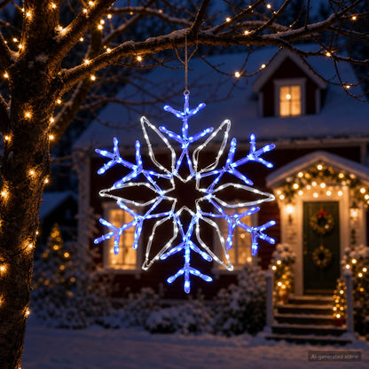Kerstverlichting sneeuwvlok LOVIISA 140 LED's Koudwit, Blauw