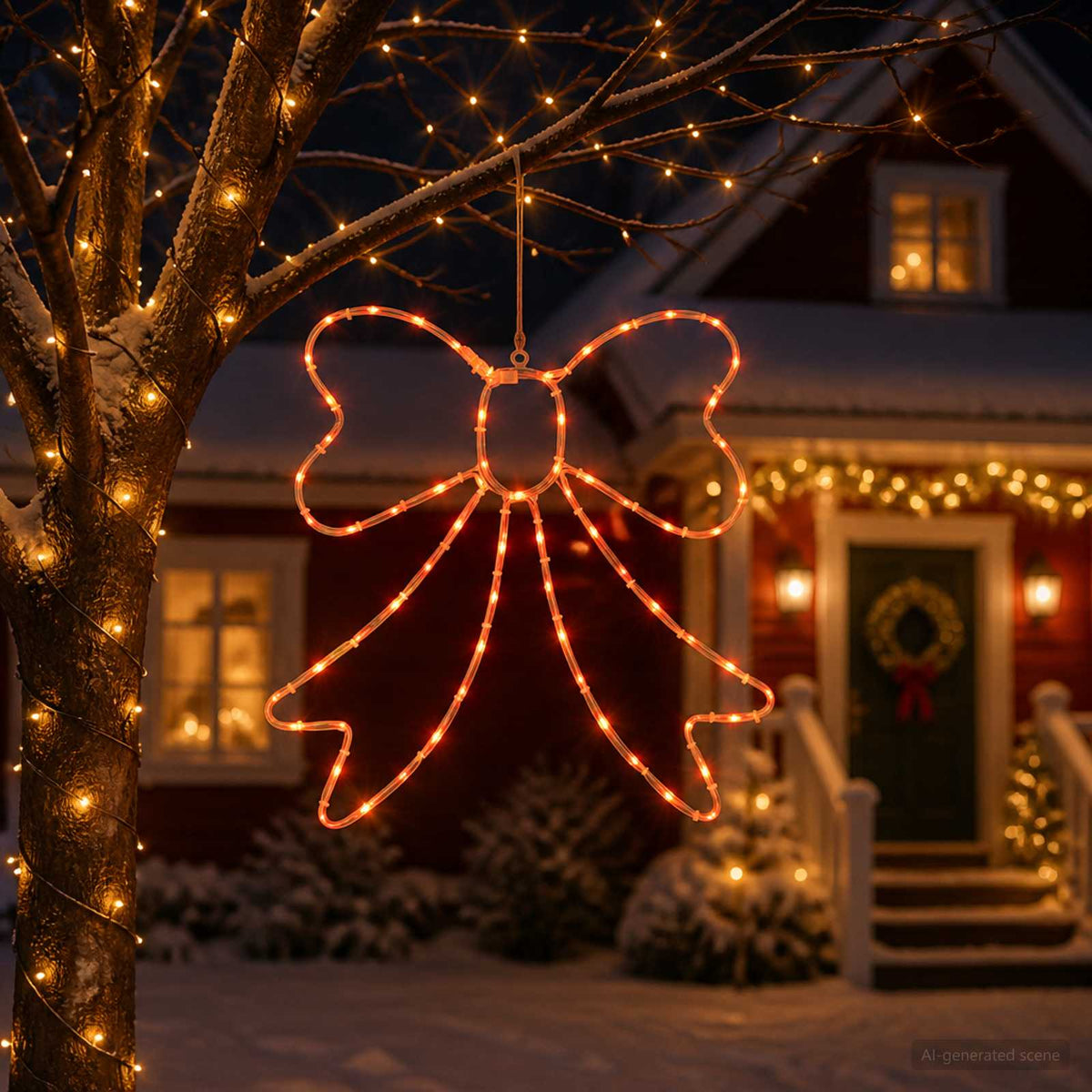 LED-kerststrik lichtslang LOVIISA 70 LED's Rood 50 x 51 cm
