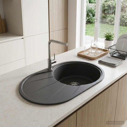 Keukenspoelbak enkele bak Graniet 77 x 49 x 20.5 cm Grafiet