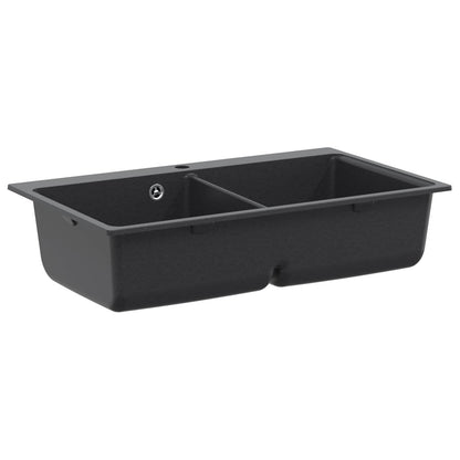 Keuken Wasbak Dubbele Wasbak Graniet 86 x 51 x 30 cm Grafiet