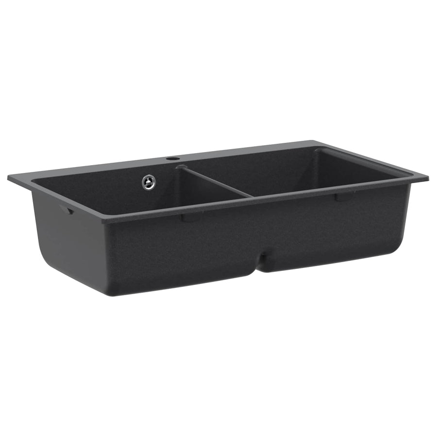 Keuken Wasbak Dubbele Wasbak Graniet 86 x 51 x 30 cm Grafiet