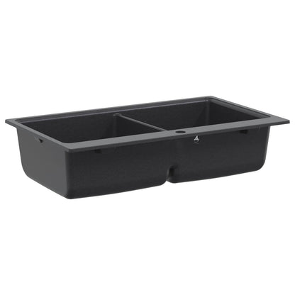 Keuken Wasbak Dubbele Wasbak Graniet 86 x 51 x 30 cm Grafiet