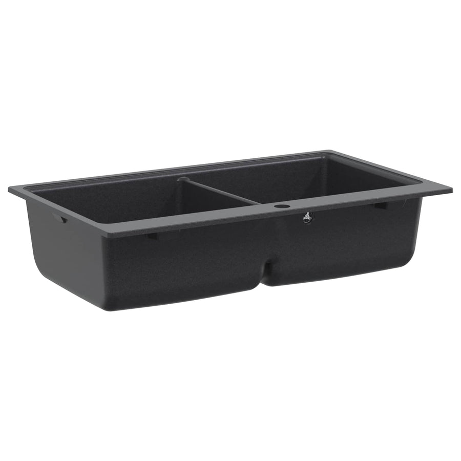 Keuken Wasbak Dubbele Wasbak Graniet 86 x 51 x 30 cm Grafiet