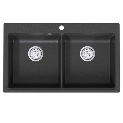 Keuken Wasbak Dubbele Wasbak Graniet 86 x 51 x 30 cm Grafiet
