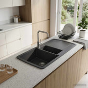 Dubbele spoelbak graniet 96x50x31 cm grafiet
