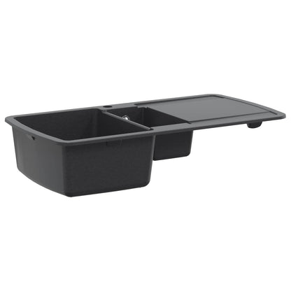 Dubbele Keukenspoelbak Graniet 96 x 50 x 31 cm Grafiet