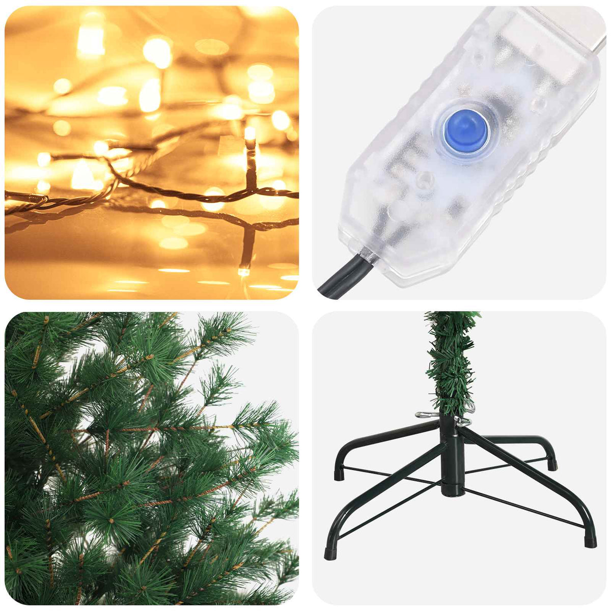 Kunstmatige Inklapbare Kerstboom 150 cm 150 LED's Warmwit