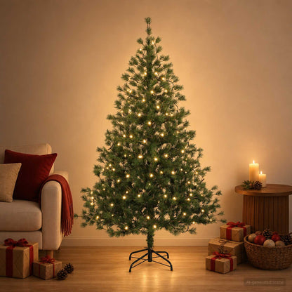 Kunstmatige Inklapbare Kerstboom 150 cm 150 LED's Warmwit