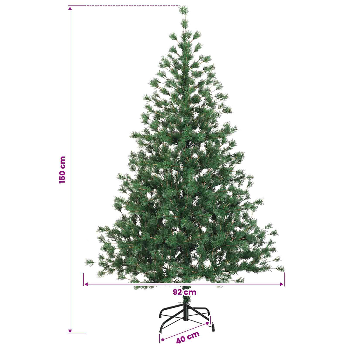 Kunstmatige Inklapbare Kerstboom 150 cm 150 LED's Warmwit